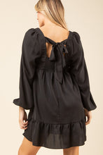 Load image into Gallery viewer, Bust Pleated Long Sleeve Mini Dress - Black
