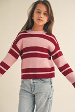 Load image into Gallery viewer, Striped Crewneck Pink/Red - Youth
