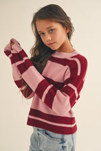 Load image into Gallery viewer, Striped Crewneck Pink/Red - Youth
