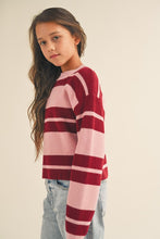 Load image into Gallery viewer, Striped Crewneck Pink/Red - Youth
