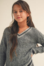 Load image into Gallery viewer, Preppy V-Neck Pullover Charcoal - Youth
