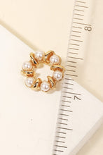 Load image into Gallery viewer, Pearl Bead Metallic Hoop Stud Earring - Gold
