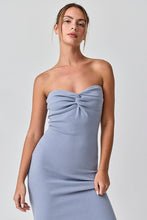 Load image into Gallery viewer, Strapless Front Twist Ribbed Midi Dress - Slate Blue
