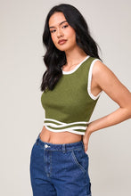 Load image into Gallery viewer, +Round Neck Contrast Band Knit Top - Olive
