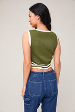 Load image into Gallery viewer, +Round Neck Contrast Band Knit Top - Olive
