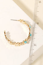 Load image into Gallery viewer, Open Hoop Daisy Earring - Light Teal / Gold
