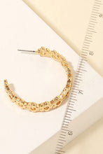 Load image into Gallery viewer, Metallic Flower Hoop Earrings - Gold
