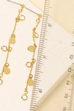 Load image into Gallery viewer, Coin and Rhinestone Chain Dangle Earring - Gold
