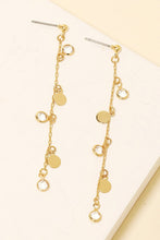 Load image into Gallery viewer, Coin and Rhinestone Chain Dangle Earring - Gold
