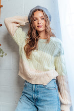 Load image into Gallery viewer, Colorblock Cable Knit Sweater - Sage
