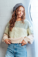 Load image into Gallery viewer, Colorblock Cable Knit Sweater - Sage
