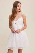 Load image into Gallery viewer, +Front Ribbon Tie Mini Dress - White
