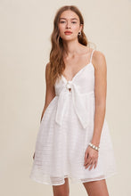 Load image into Gallery viewer, +Front Ribbon Tie Mini Dress - White
