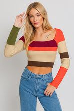 Load image into Gallery viewer, +Square Neck Colorblock Stripe knit
