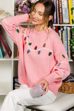 Load image into Gallery viewer, Crewneck Christmas Light Sequin Sweater - Pink
