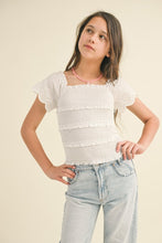 Load image into Gallery viewer, Tiered Smocked Top White - Youth
