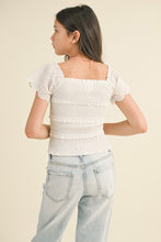 Load image into Gallery viewer, Tiered Smocked Top White - Youth
