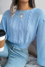 Load image into Gallery viewer, Contrasting Cable Knit Long Sleeve - Light Blue
