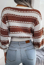 Load image into Gallery viewer, Pattern Striped Exaggerated Hem Sweater - Brown
