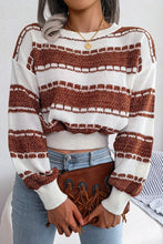 Load image into Gallery viewer, Pattern Striped Exaggerated Hem Sweater - Brown
