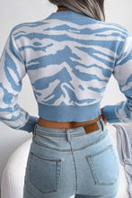 Load image into Gallery viewer, Zebra Pattern Strip Crop Sweater - Blue
