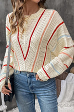 Load image into Gallery viewer, Knitted Dolman Sleeve Pullover - Ivory/Multi
