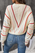 Load image into Gallery viewer, Knitted Dolman Sleeve Pullover - Ivory/Multi
