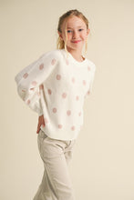 Load image into Gallery viewer, Crewneck Polkadot Sweater Ivory/Pink - Youth
