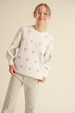 Load image into Gallery viewer, Crewneck Polkadot Sweater Ivory/Pink - Youth
