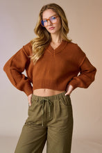 Load image into Gallery viewer, Contrast Ribbed Hem Sweater - Cafe
