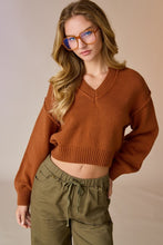 Load image into Gallery viewer, Contrast Ribbed Hem Sweater - Cafe
