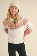 Load image into Gallery viewer, Winter Raglan Sweater Ivory/Mauve - Youth
