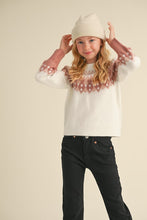 Load image into Gallery viewer, Winter Raglan Sweater Ivory/Mauve - Youth
