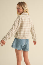 Load image into Gallery viewer, Houndstooth Cropped Jacket Taupe - Youth
