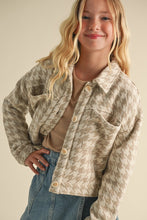 Load image into Gallery viewer, Houndstooth Cropped Jacket Taupe - Youth
