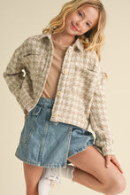 Load image into Gallery viewer, Houndstooth Cropped Jacket Taupe - Youth

