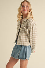 Load image into Gallery viewer, Houndstooth Cropped Jacket Taupe - Youth
