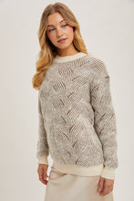 Load image into Gallery viewer, Crewneck Geo Textured Knit Sweater - Taupe
