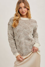 Load image into Gallery viewer, Crewneck Geo Textured Knit Sweater - Taupe
