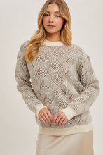 Load image into Gallery viewer, Crewneck Geo Textured Knit Sweater - Taupe
