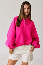 Load image into Gallery viewer, Oversized Snap Button Collared Sweater - Raspberry
