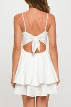 Load image into Gallery viewer, Jacquard Satin Tie Back Mini Dress - White