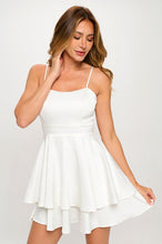 Load image into Gallery viewer, Jacquard Satin Tie Back Mini Dress - White