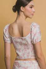 Load image into Gallery viewer, Fitted Puff Sleeve Rose Top - Pink
