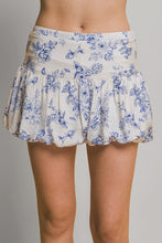 Load image into Gallery viewer, Rose Print Bubble Mini Skort - Blue
