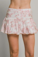 Load image into Gallery viewer, Rose Print Bubble Mini Skort - Pink
