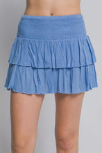 Load image into Gallery viewer, High Rise Smocked Ruffle Skort - Blue
