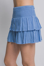 Load image into Gallery viewer, High Rise Smocked Ruffle Skort - Blue
