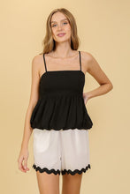 Load image into Gallery viewer, Adjustable Strap Bubble Hem Top - Black
