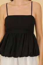 Load image into Gallery viewer, Adjustable Strap Bubble Hem Top - Black
